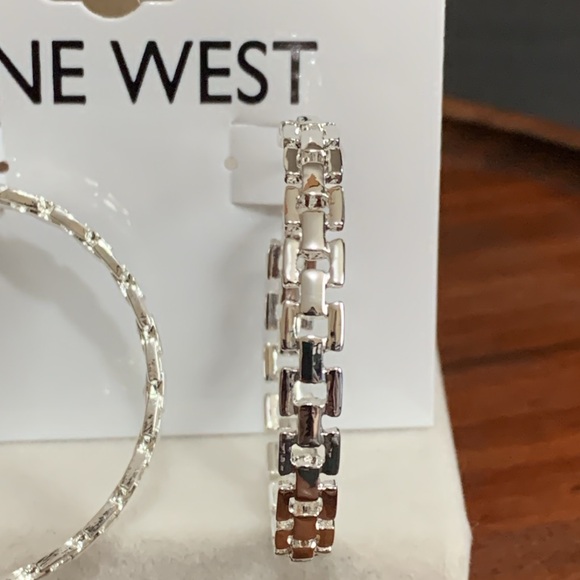 NWT Nine West silver tone hoop earrings - Picture 2 of 3